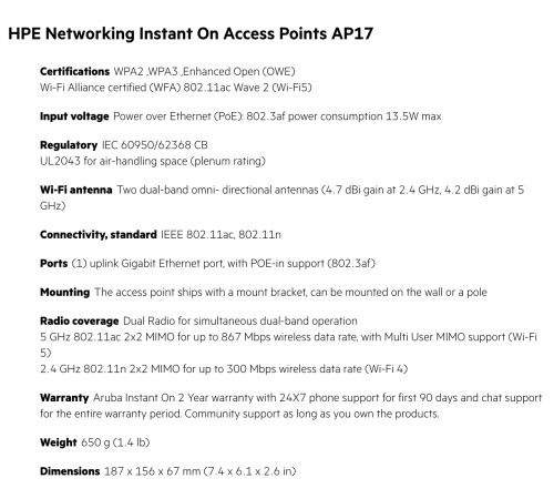 Access point HPE Aruba Instant On AP17